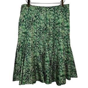Nine West 100% Silk Midi Skirt Green Sz 4 Trumpet Y2K‎ Fairy Cottage Forest Boho